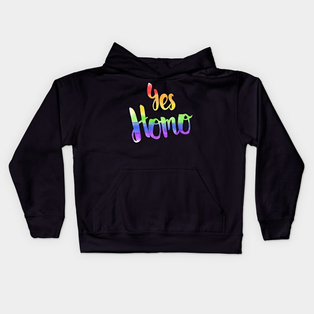 Yes Homo Kids Hoodie by valentinahramov